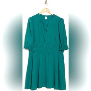 MELROSE AND MARKET Smocked Crepe Mini Dress Teal 2X NWT